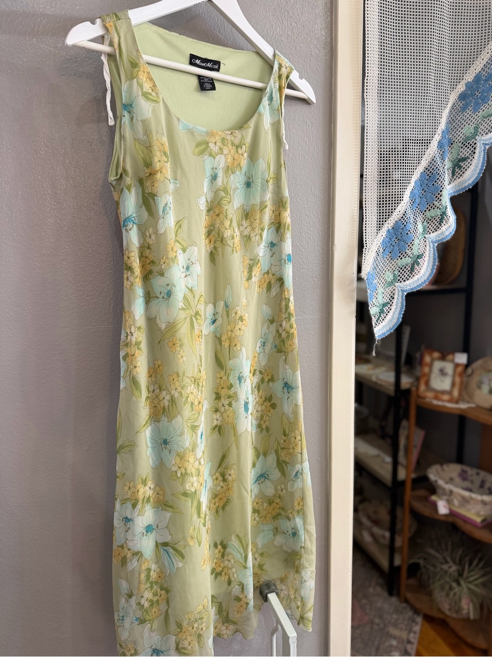 Monteau Light Green Floral Midi Dress